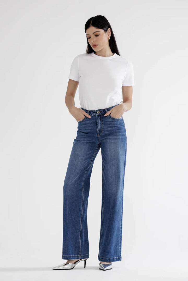 The Long & Lean Wide Leg Jeans – High Rise – Mica Denim