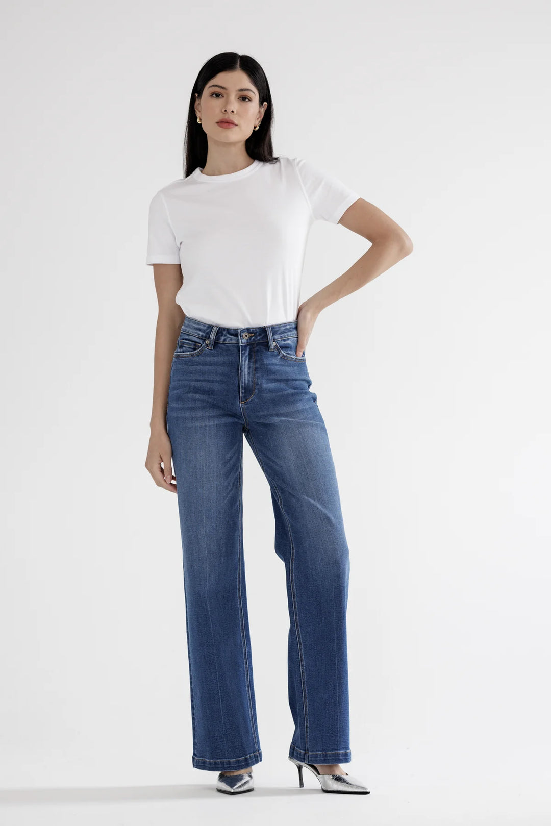 The Long & Lean Wide Leg Jeans – High Rise – Mica Denim