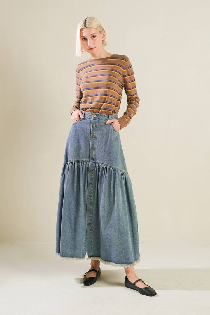 The Haven Denim Midi Skirt