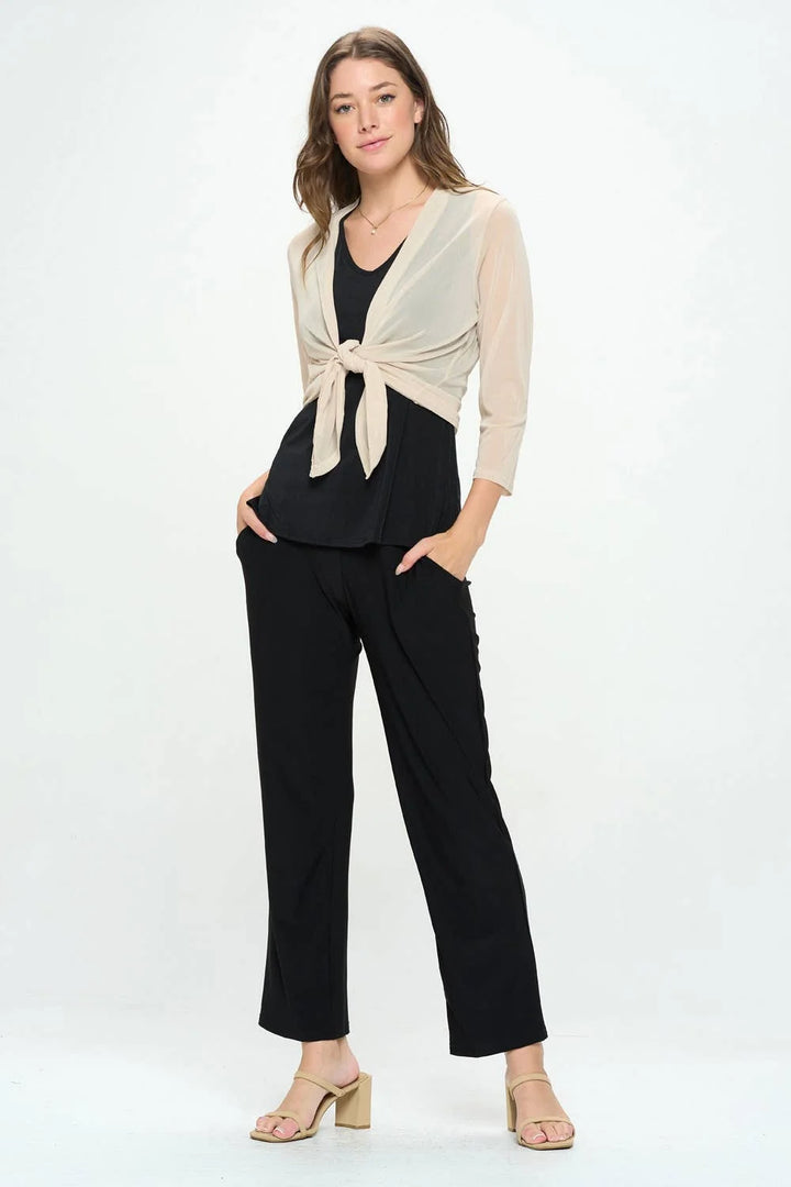 Mesh Romance Open Cardigan in Nude - Voyage Collection