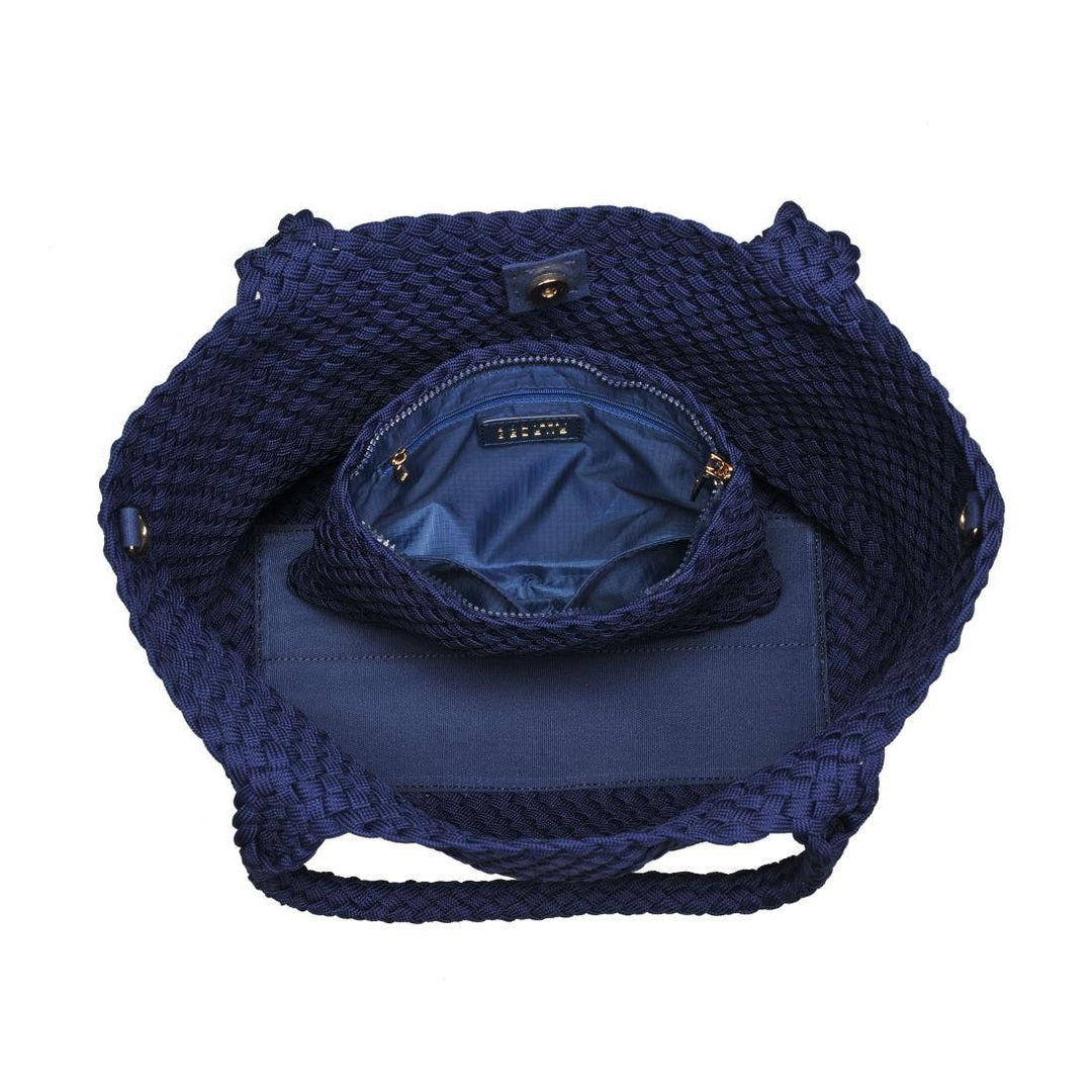 Sky's The Limit - Medium Laced Up Eco-Edition Tote: Navy - Sol and Selene