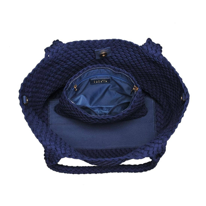 Sky's The Limit - Medium Laced Up Eco-Edition Tote: Navy - Sol and Selene