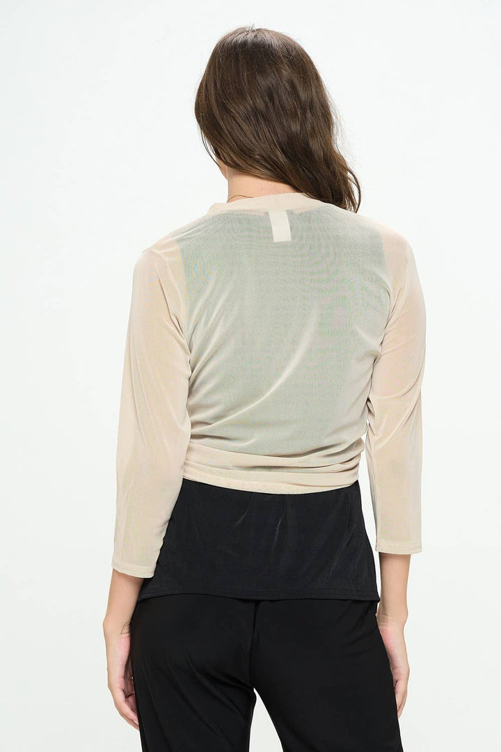 Mesh Romance Open Cardigan in Nude - Voyage Collection