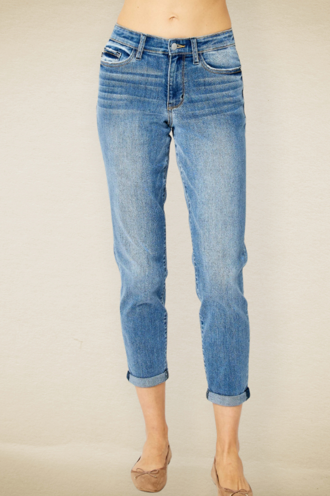 Carly Cuffed Hem Slim Jeans - Judy Blue