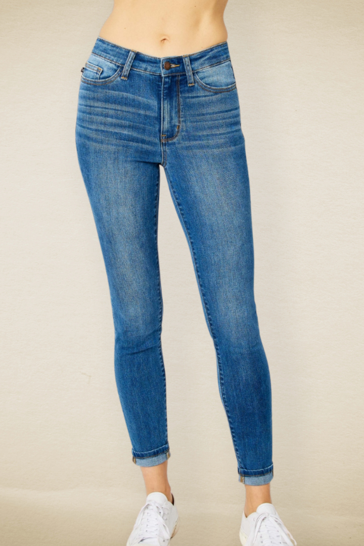 Samantha Cuffed Hem Skinny Jeans - Judy Blue