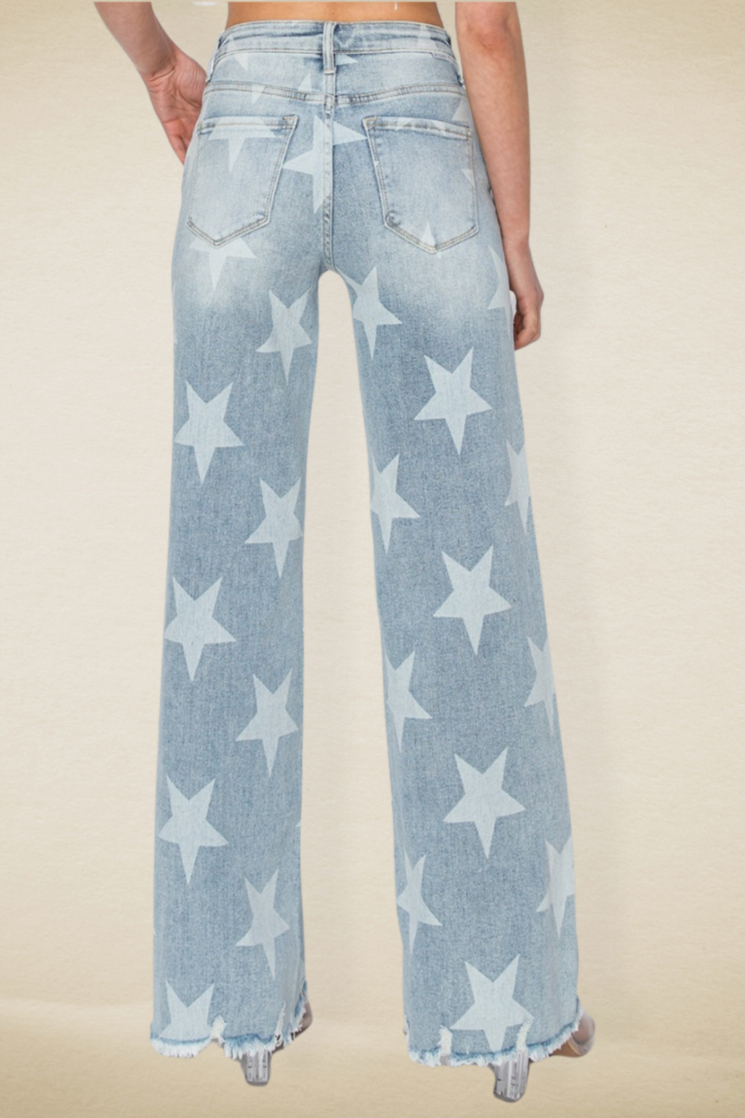 A Star is Born Raw Hem Star Wide Leg Jeans - Risen