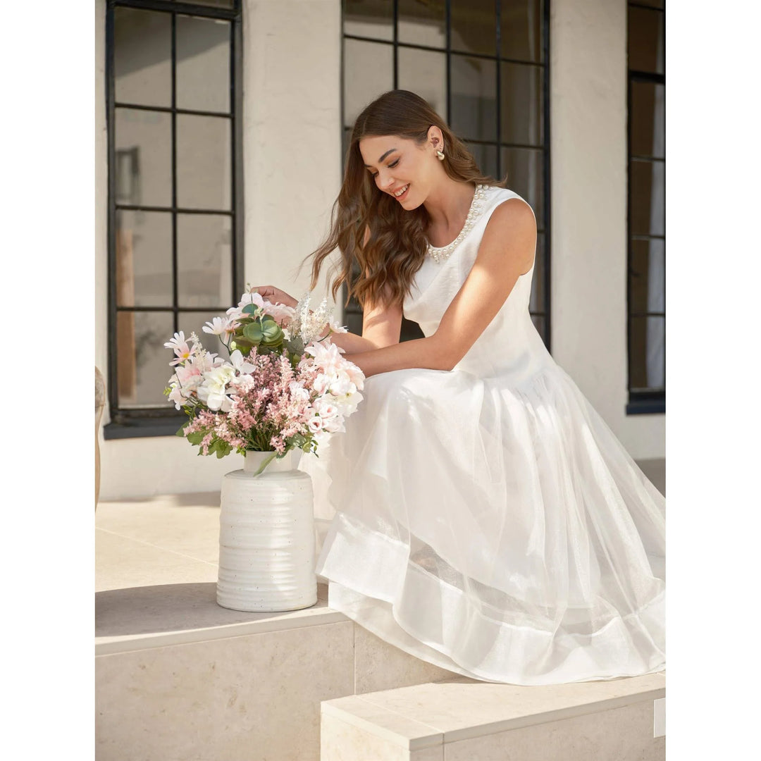 The Ivory Heirloom Tulle Midi Dress