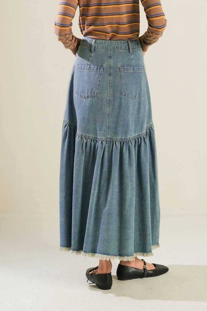The Haven Denim Midi Skirt