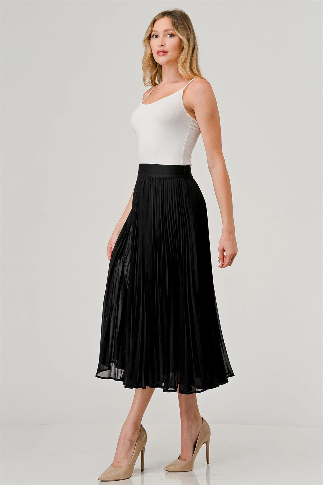 Onyx Black Pleated Skirt