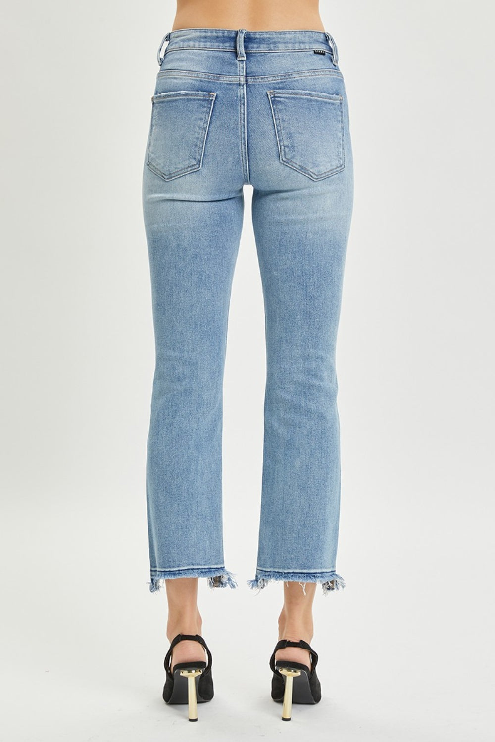 High Rise Distressed Cropped Straight Jeans RISEN