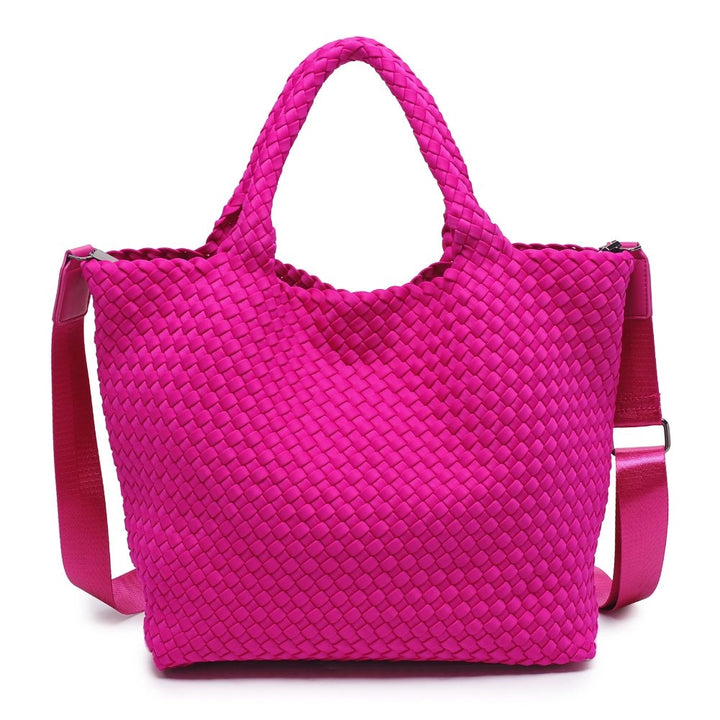 Sky's The Limit - Medium Woven Neoprene Tote in  Fuchsia - Sol and Selene