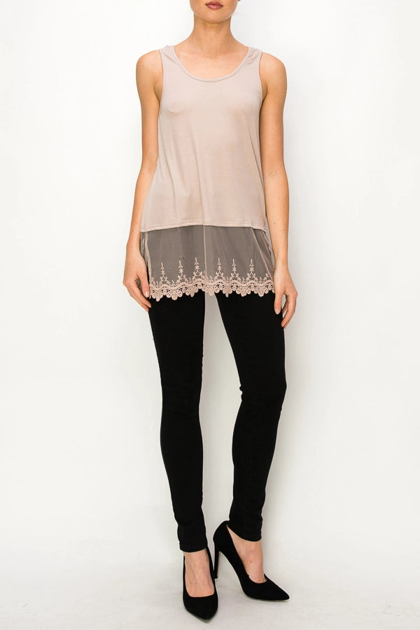 Bethany Lace Tank in Taupe