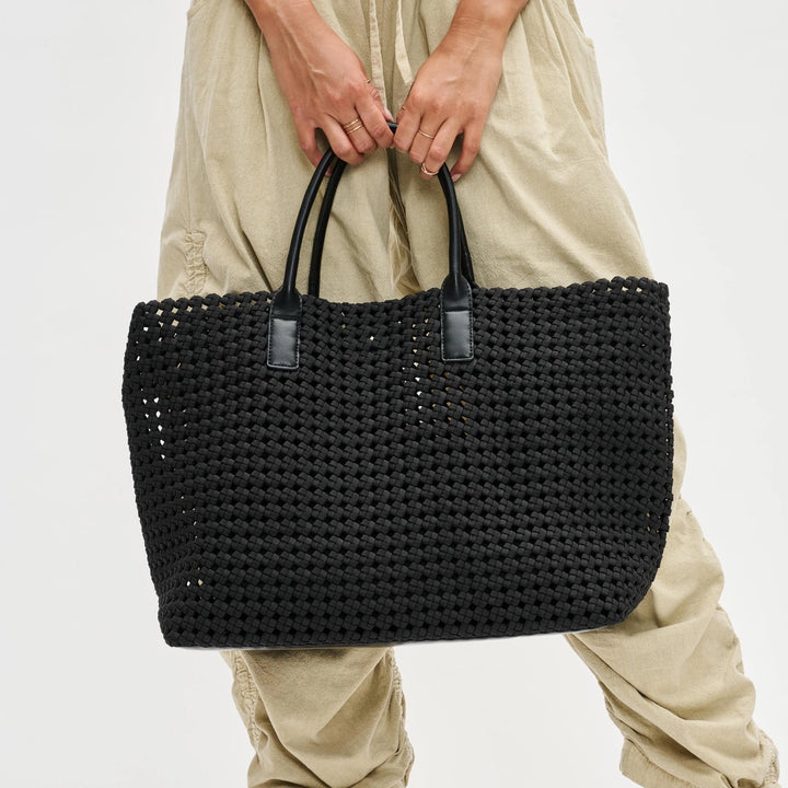 Solstice - Large Hand Woven Knot Tote in Black Sol and Selene