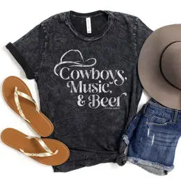 Cowboys Music And Beer Oversized Tee