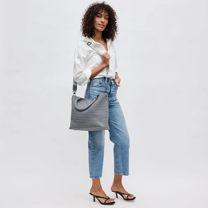 Sky's The Limit - Medium Woven Neoprene Tote in Grey - Sol and Selene
