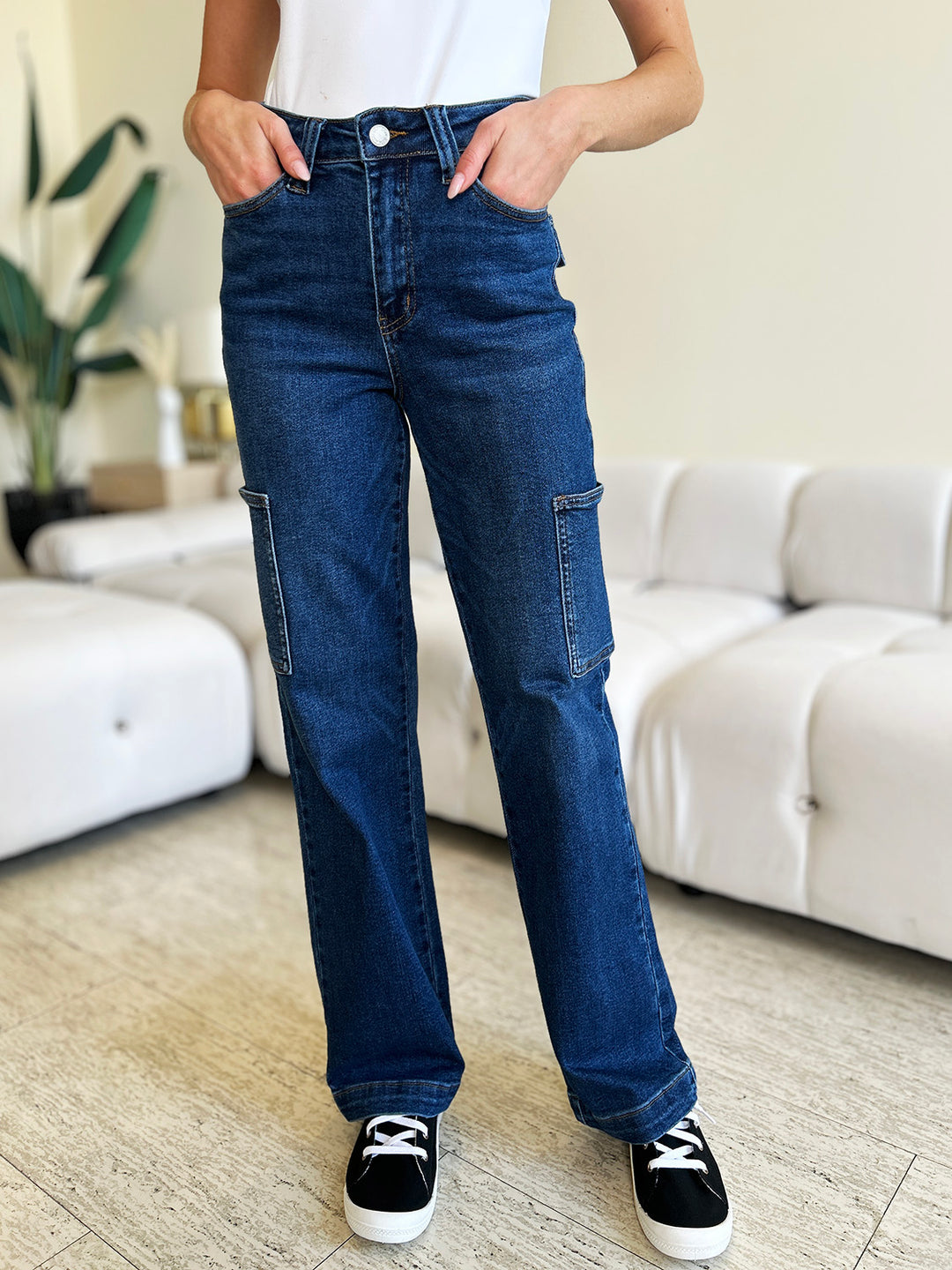 Renee High Waist Straight Cargo Jeans Judy Blue