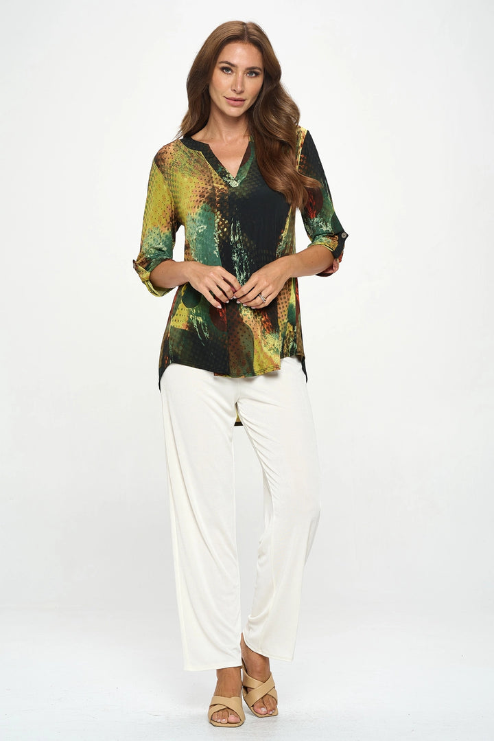 Abstract Rolled Sleeve Tunic