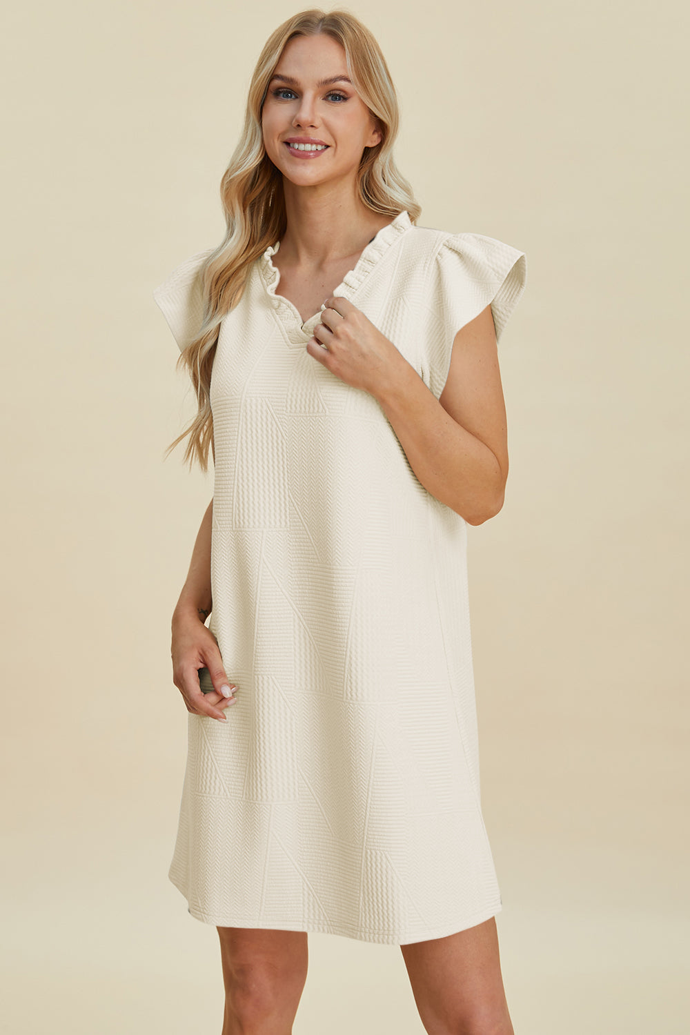 Breezy Days Ruffled V-Neck Cap Sleeve Dress