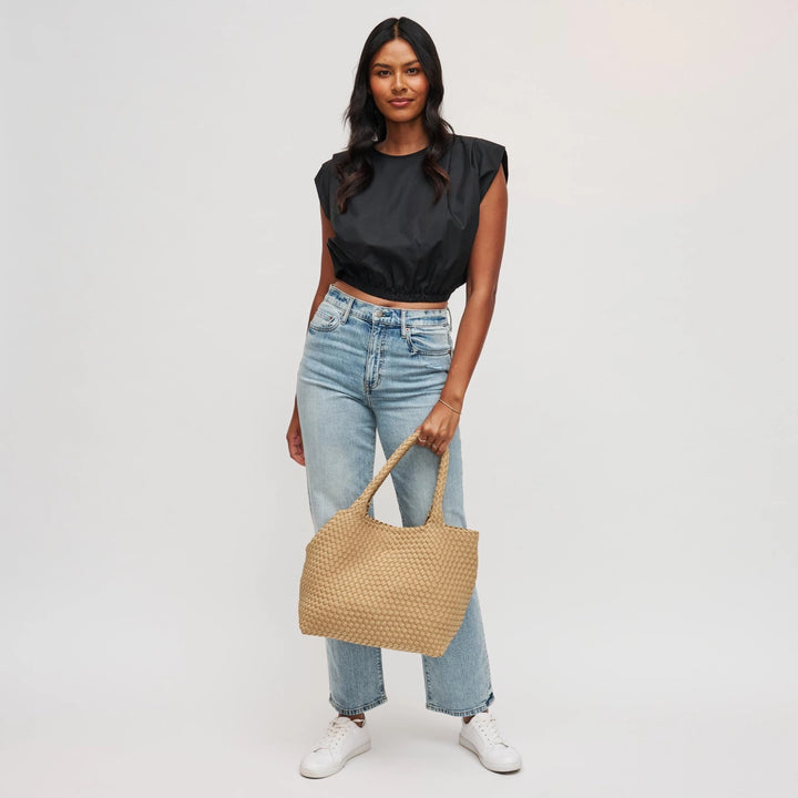 Sky's The Limit - Medium Woven Neoprene Tote: Nude - Sol and Selene