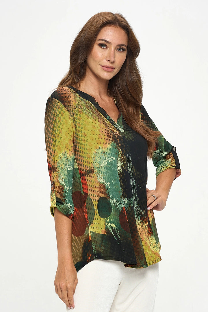 Abstract Rolled Sleeve Tunic