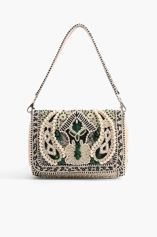 Emerald Stone Embellished Shoulder Bag - America & Beyond