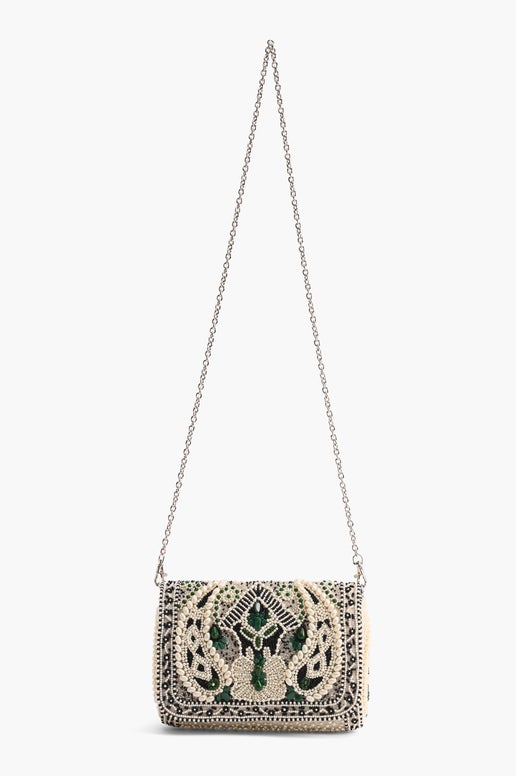 Emerald Stone Embellished Shoulder Bag - America & Beyond