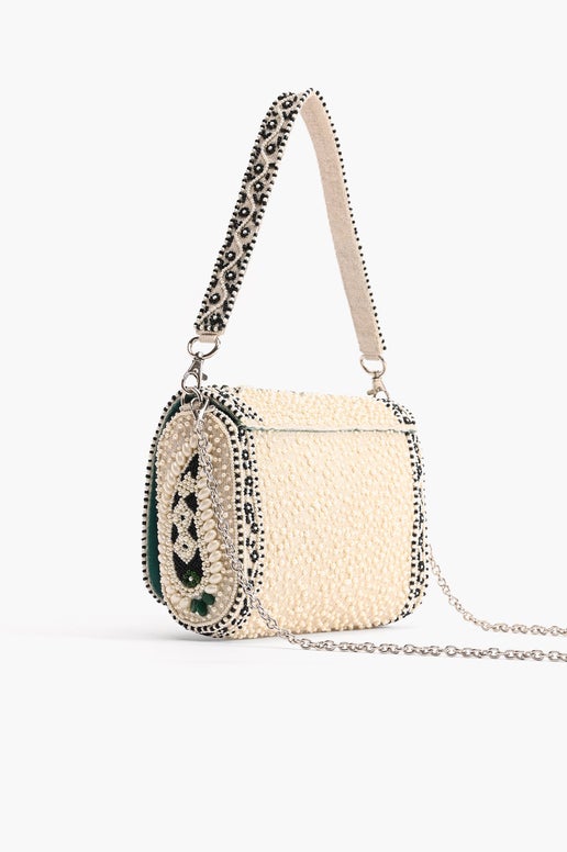 Emerald Stone Embellished Shoulder Bag - America & Beyond