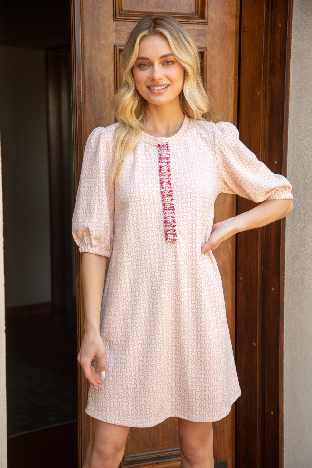 Cotton Candy Basket Weave Shift Dress - VOY