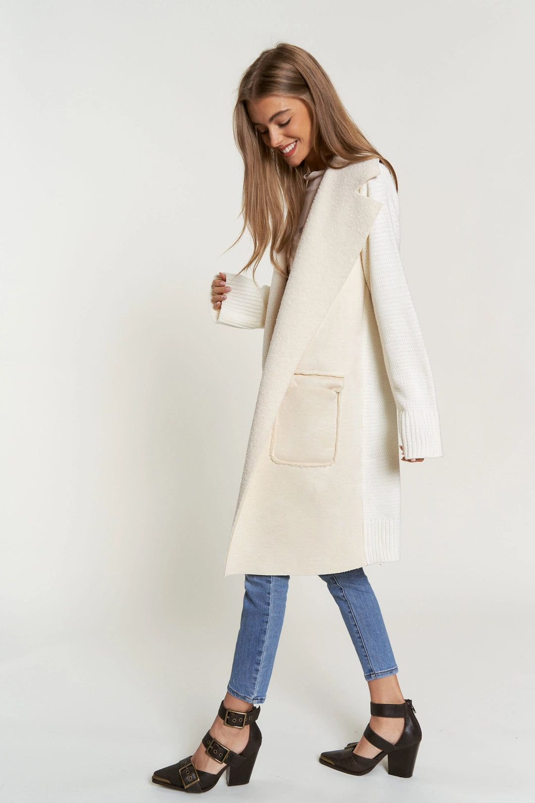 Abigail Sweater Faux Fur Mix Midi Coat