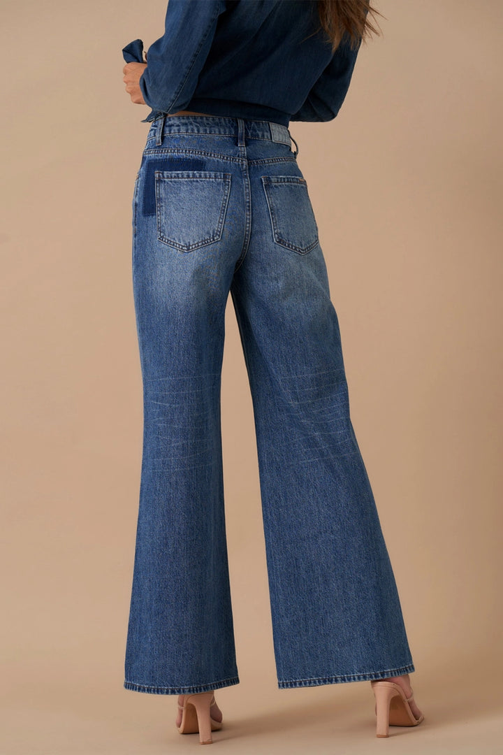 Relaxed Wide Leg Patchwork Jeans - Insane Gene USA