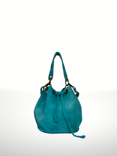 Arlecchino Suede Leather Bag in Turquoise