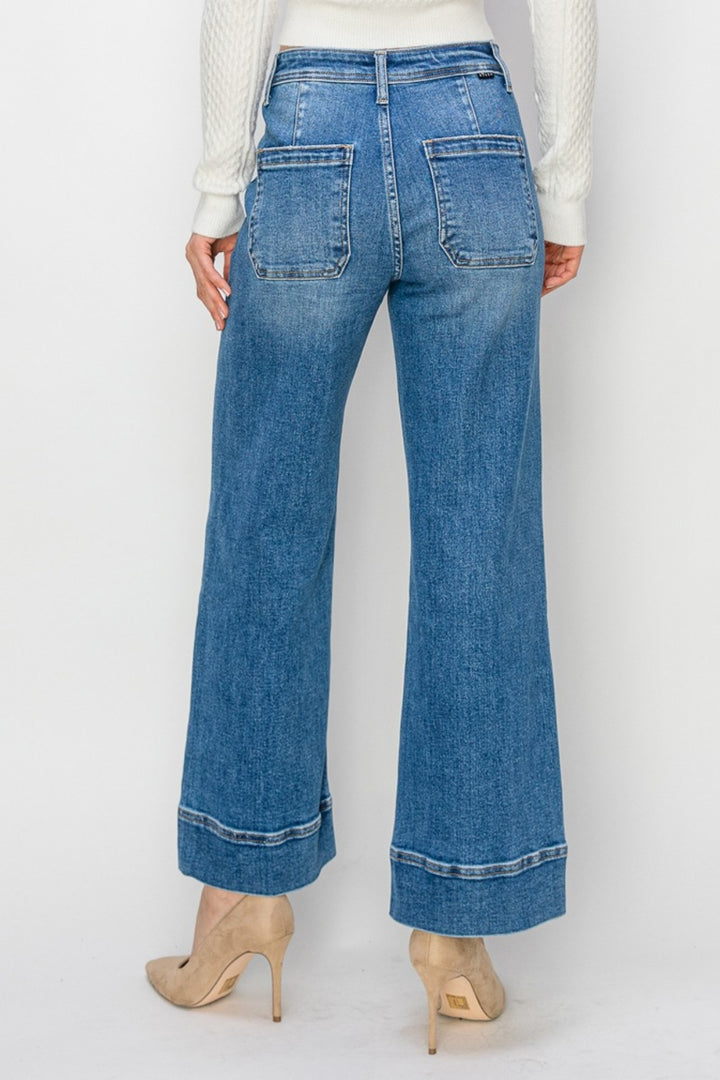 Risen High Rise Wide Leg Jeans