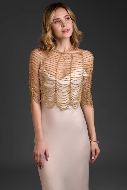 Festive Scallop Beaded Capelet - SAACHI