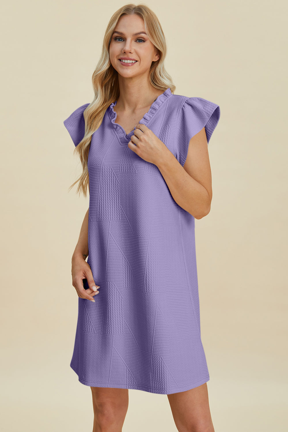 Breezy Days Ruffled V-Neck Cap Sleeve Dress