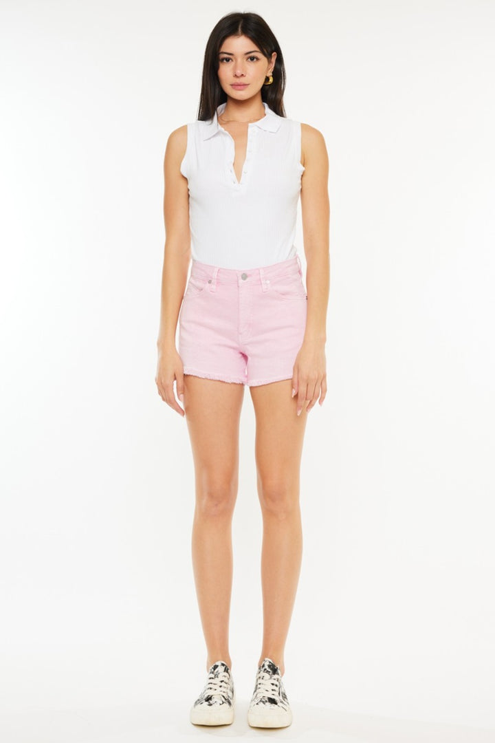 Addyson Raw Hem High Waist Denim Shorts Kancan