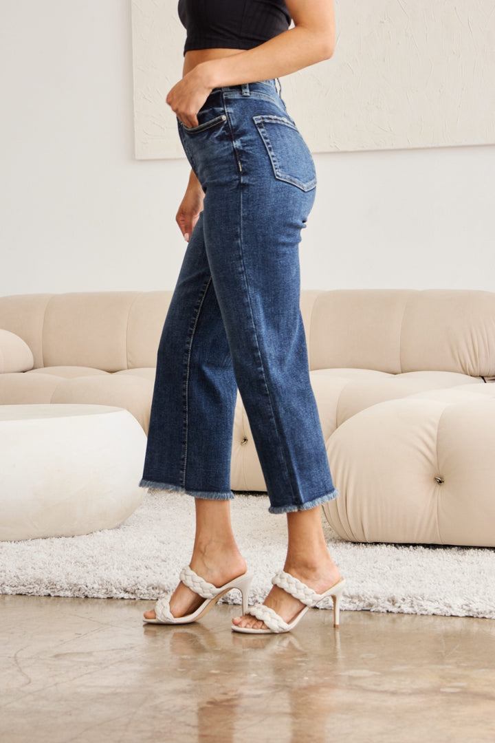 Iris Tummy Control High Waist Raw Hem Jeans RFM