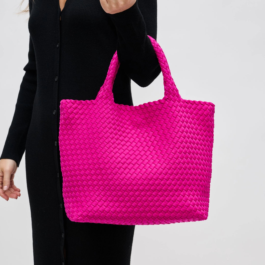 Sky's The Limit - Medium Woven Neoprene Tote in  Fuchsia - Sol and Selene