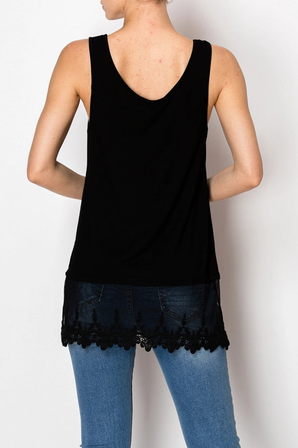 Bethany Lace Tank in Black