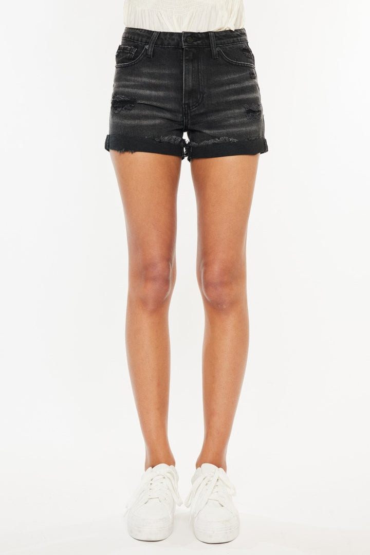 Parker High Waist Distressed Denim Shorts Kancan