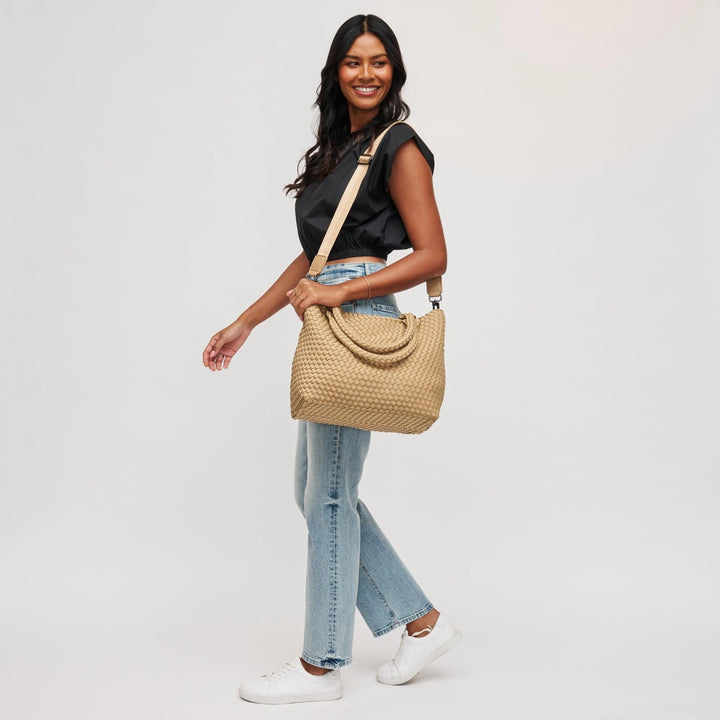 Sky's The Limit - Medium Woven Neoprene Tote: Nude - Sol and Selene