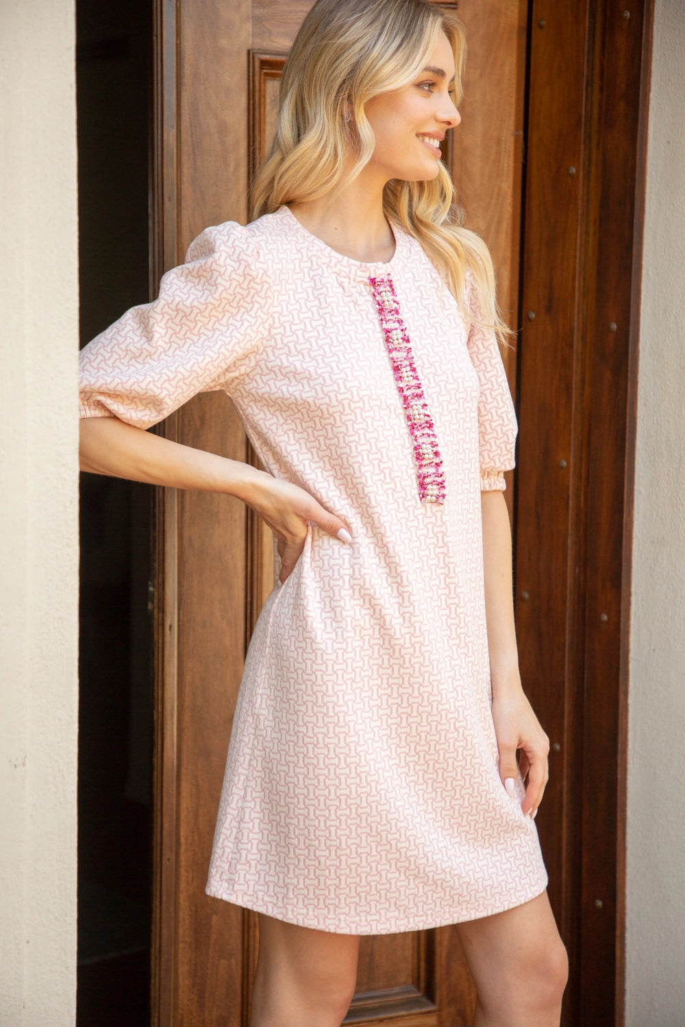 Cotton Candy Basket Weave Shift Dress - VOY