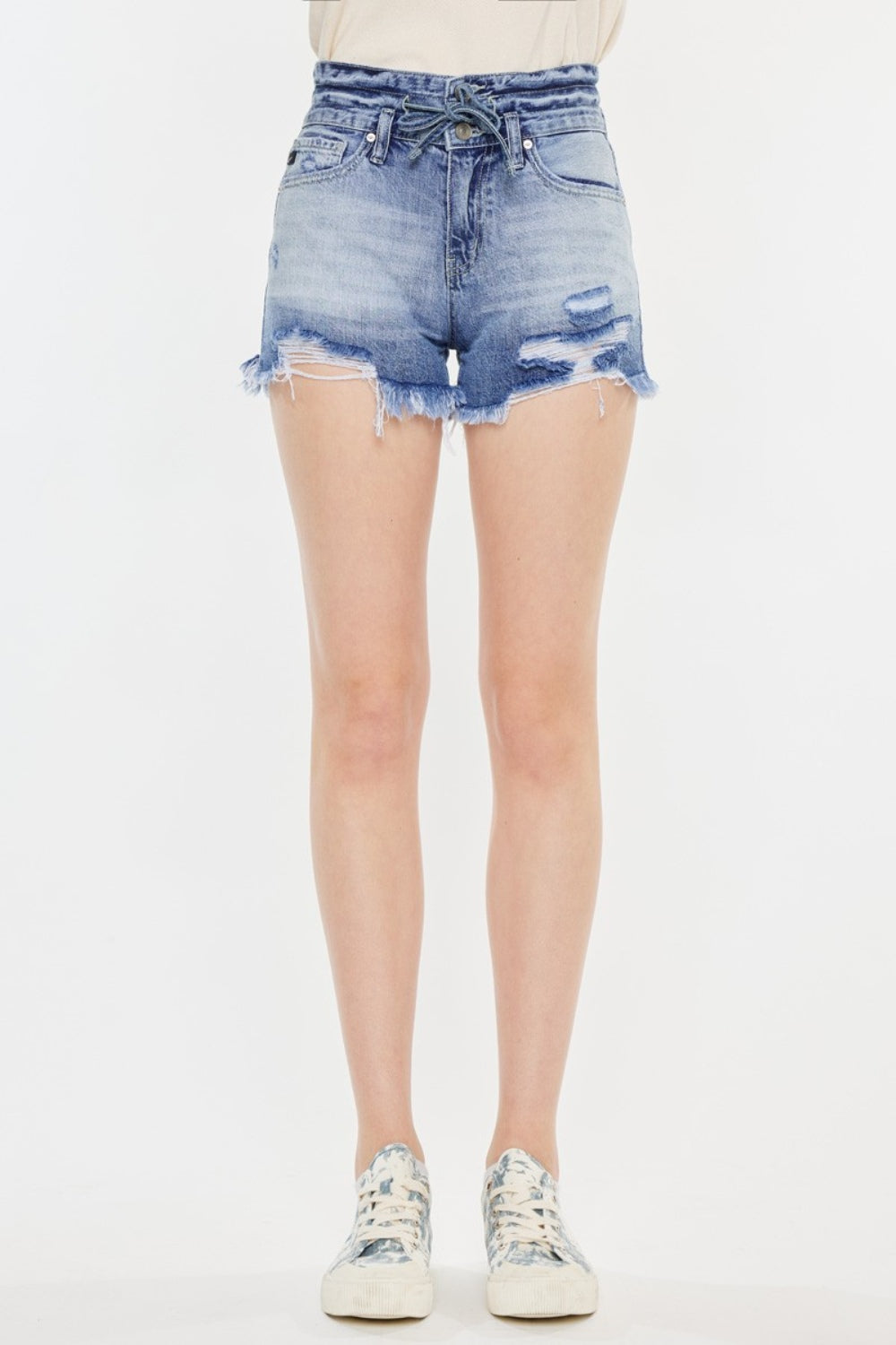 Emery High Rise Frayed Hem Denim Shorts Kancan