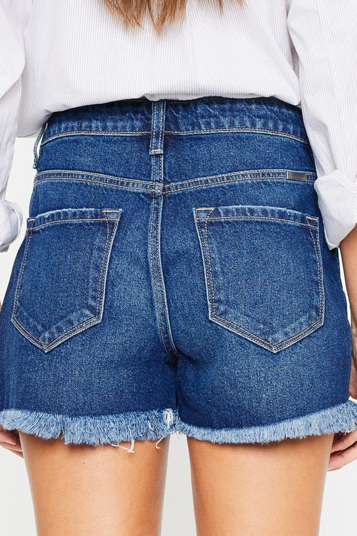 Arleth High Rise Frayed Hem Denim Shorts Kancan