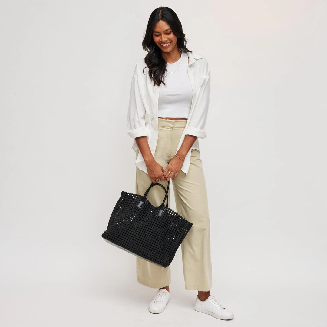 Solstice - Large Hand Woven Knot Tote in Black Sol and Selene