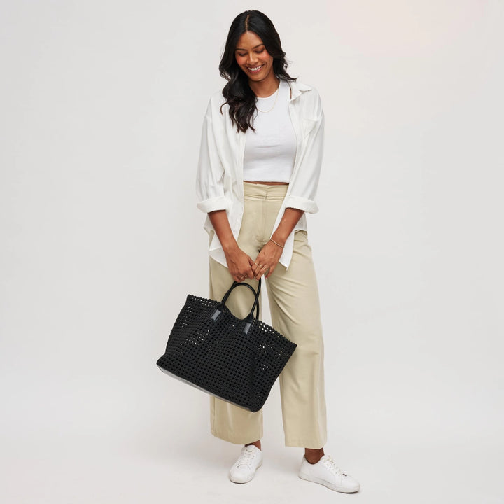 Solstice - Large Hand Woven Knot Tote in Black Sol and Selene