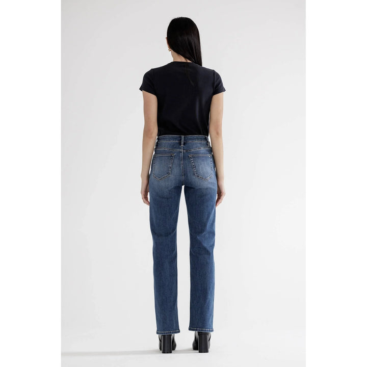 Back view of Mica Denim straight leg jeans with five-pocket styling