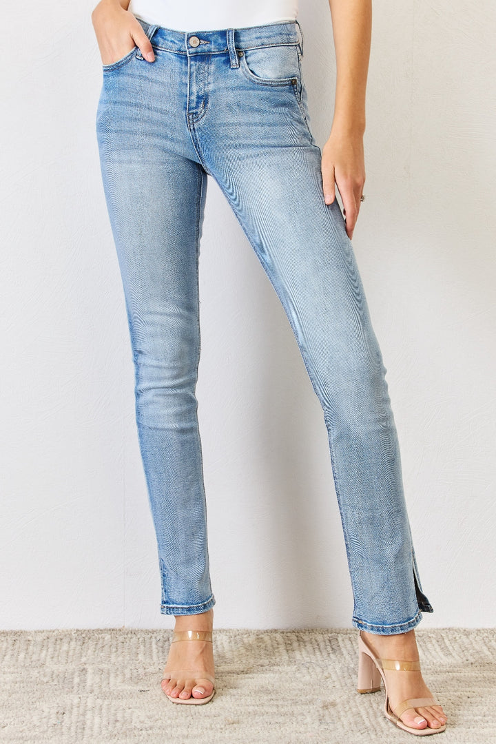 Tatiana Mid Rise Y2K Slit Bootcut Jeans Kancan