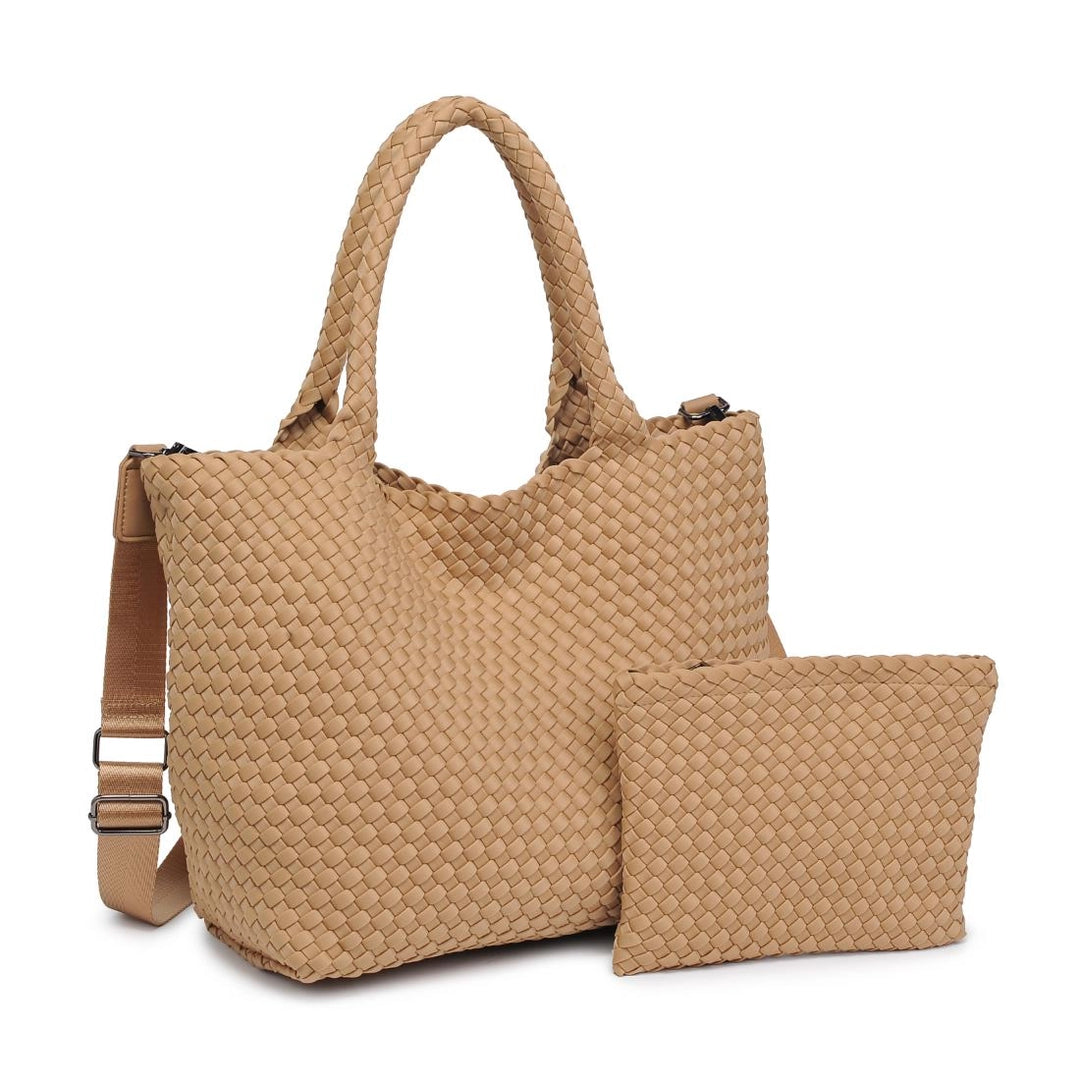Sky's The Limit - Medium Woven Neoprene Tote: Nude - Sol and Selene