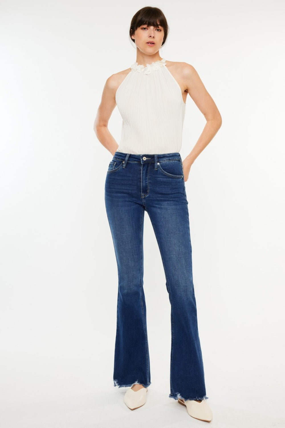 Alice Cat's Whiskers Raw Hem Flare Jeans Kancan