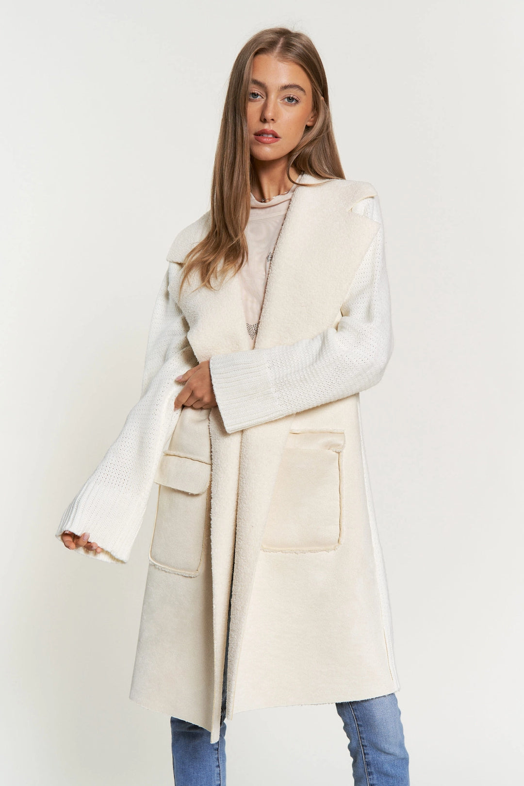 Abigail Sweater Faux Fur Mix Midi Coat